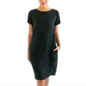 Sotela Pocket Cocoon Dress Black  Tencel Shift Dress Knee Length Women's Small